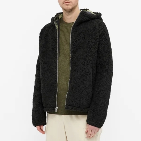 Rag & Bone Men Sherpa Jacket Phantom  Tactic Size Medium Teddy Black NEW - Picture 1 of 15